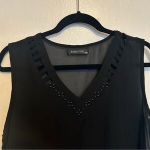 Paris Pink Sheer Black Dress Tank Top